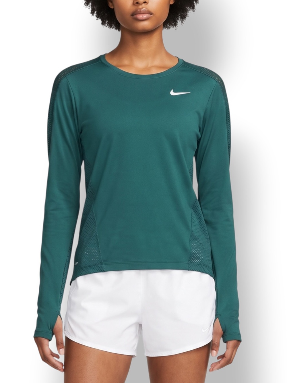 4/$20 Nike Running Dri-FIT Deep Green Mesh Long Sleeve Reflective Top XS